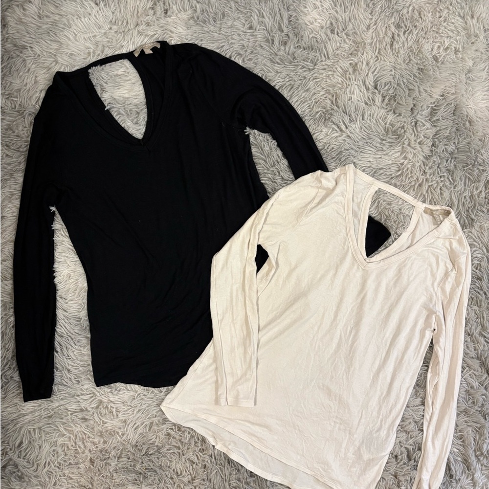 Banana Republic Black and White Long Sleeve Tops